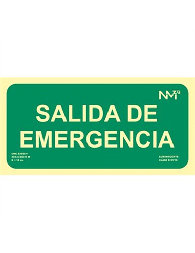 SEÑAL SALIDA EMERGENCIA 32x16cm RD11106