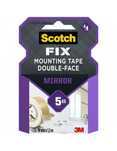 CINTA DOBLE CARA ESPEJOS 19mm x1,5mt 5kg 4496W SCOTH 3M 2