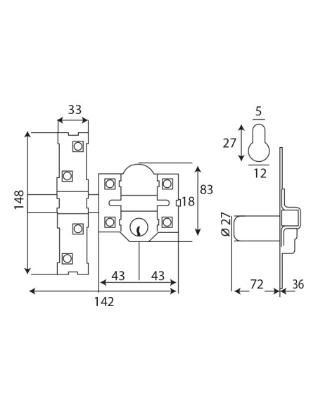 CERROJO L1301-R80 C/70 PINTADO INTHER