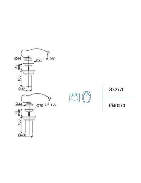 VALVULA EXTENSIBLE LAVABO-BIDET 40 X 70 I-144