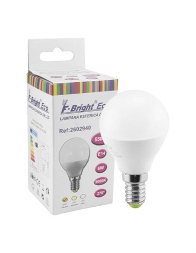 BOMBILLA ESFERICA MATE E14 - 450 LUM - 5W - 6000K