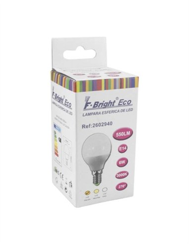 BOMBILLA ESFERICA MATE E14 - 450 LUM - 5W - 6000K