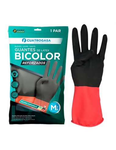 PAREJA DE GUANTES BICOLOR LATEX REFORZADO - M