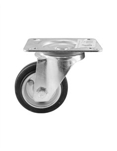RUEDA GIRATORIA GOMA NEGRA CON BASE 2