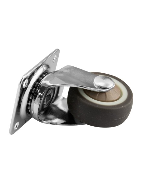 RUEDA GIRATORIA GOMA MARRON CON BASE - 30 MM 15 KG