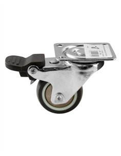 RUEDA GIRATORIA GOMA GRIS CON PLACA Y FRENO - 50X19MM