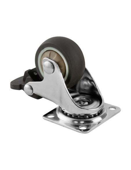 RUEDA GIRATORIA GOMA GRIS CON PLACA Y FRENO - 60X23MM