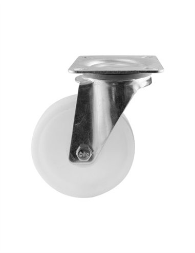 RUEDA GIRATORIA  BLANCA CON BASE - 100MM / 130KG