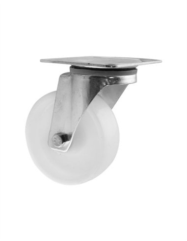 RUEDA GIRATORIA  BLANCA CON BASE - 100MM / 130KG