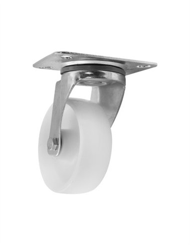 RUEDA GIRATORIA  BLANCA CON BASE - 100MM / 130KG