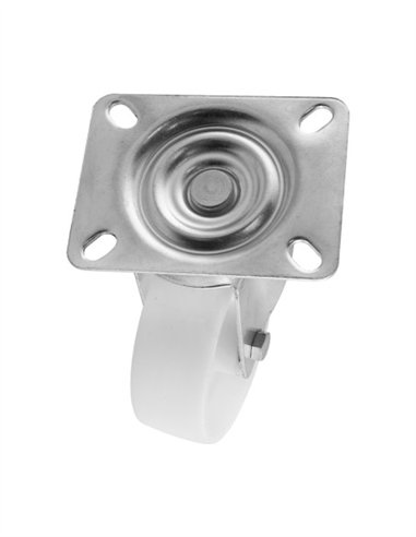 RUEDA GIRATORIA  BLANCA CON BASE - 100MM / 130KG