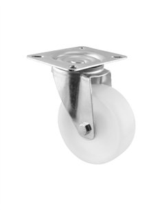 RUEDA GIRATORIA  BLANCA CON BASE - 80 MM / 110 KG