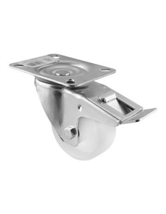 RUEDA GIRATORIA BLANCA CON BASE Y FRENO - 80MM / 110KG