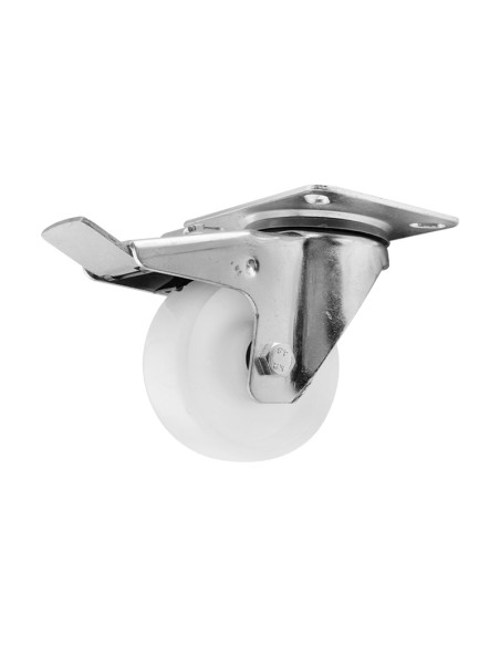 RUEDA GIRATORIA BLANCA CON BASE Y FRENO - 80MM / 110KG