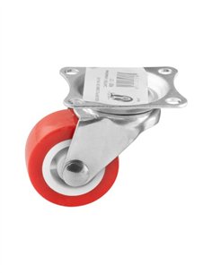 RUEDA GIRATORIA ROJA CON BASE - 40MM / 15KG 2