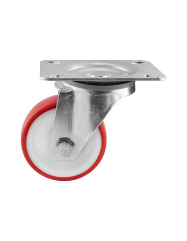 RUEDA GIRATORIA ROJA CON BASE - 80MM / 100KG