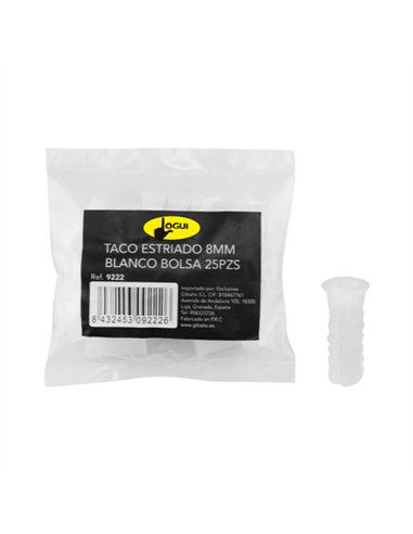 BOLSA DE TACOS BLANCOS ESTRIADOS - 8X25MM