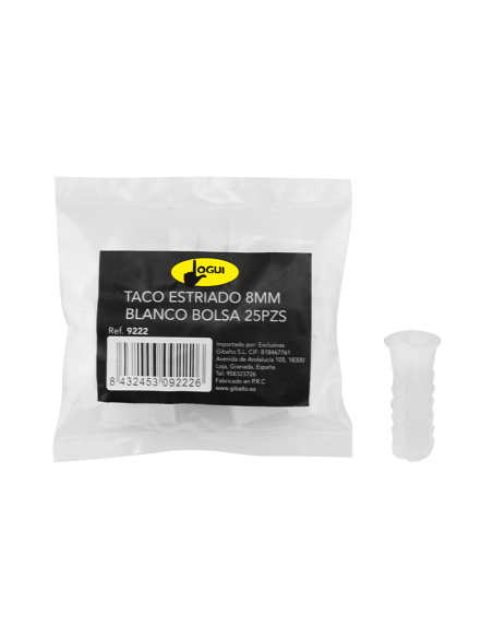 BOLSA DE TACOS BLANCOS ESTRIADOS - 8X25MM