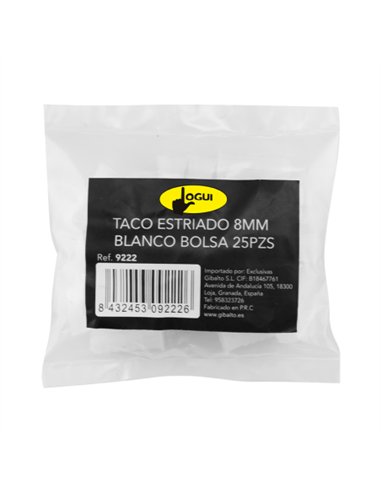 BOLSA DE TACOS BLANCOS ESTRIADOS - 8X25MM