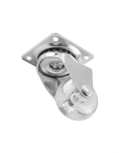 RUEDA GIRATORIA TRANSPARENTE CON BASE - 30MM / 30KG