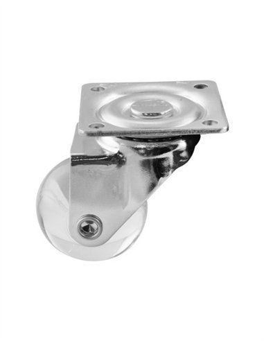 RUEDA GIRATORIA TRANSPARENTE CON BASE - 40MM / 40KG
