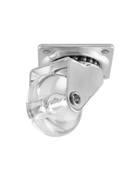 RUEDA GIRATORIA TRANSPARENTE CON BASE - 40MM / 40KG