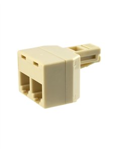 DOBLE ADAPTADOR 1 MACHO - 2 HEMBRAS - MARFIL