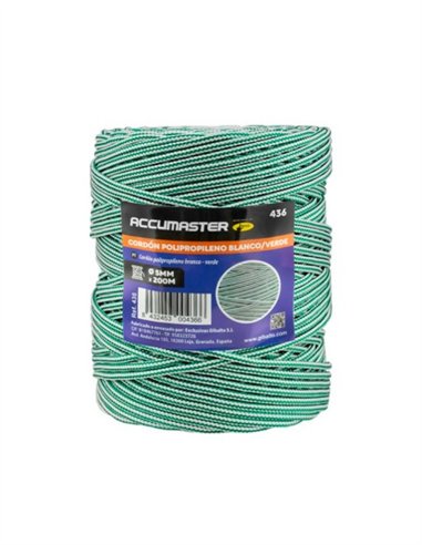 CORDÓN TRENZADO POLIPROPILENO 200M - 5MM X 200M BLANCO/VERDE