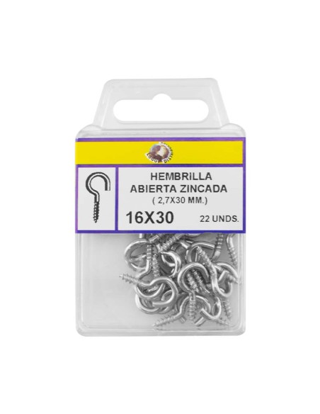 HEMBRILLA ABIERTA ZINCADA BLISTER - 18X50MM