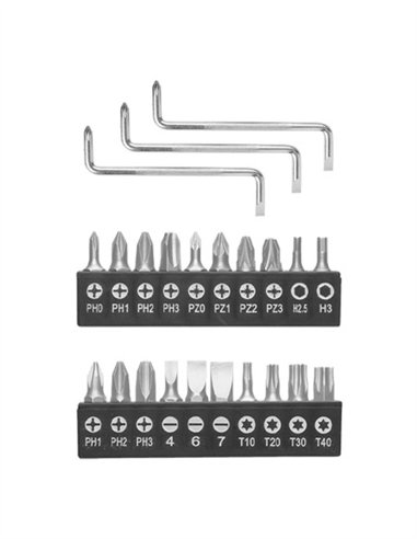 JUEGO 30 PZS DESTORNILLADORES CR-V WADFOW