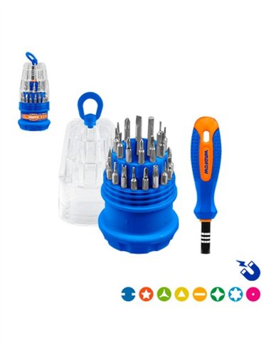 JUEGO 32 PZS DESTORNILLADOR PRECISION CON MANGO WADFOW