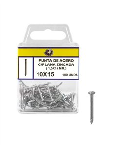 PUNTA DE ACERO CABEZA PLANA ZINCADA - 15X50MM