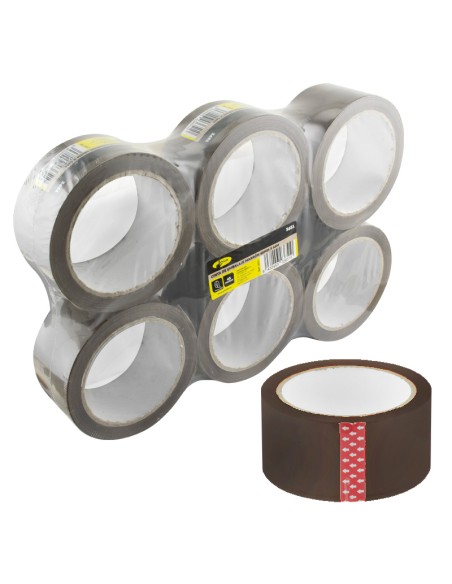 CINTA ADHESIVA ACRILICA PARA EMBALAJE 6UDS - 48CM X 132M - MARRON