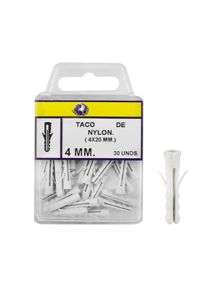TACO BLANCO DE PLÁSTICO ESTRIADO - 9MM