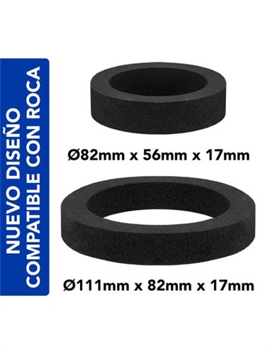 CONJUNTO DE GOMAS ASIENTO ESPUMA Ø111MM + Ø82MM TANQUE BAJO