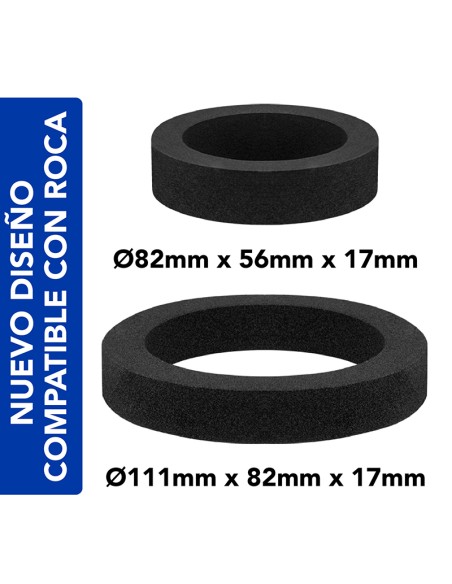 CONJUNTO DE GOMAS ASIENTO ESPUMA Ø111MM + Ø82MM TANQUE BAJO