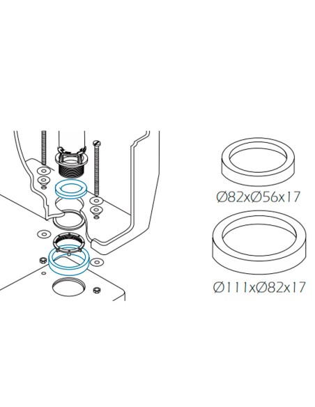 CONJUNTO DE GOMAS ASIENTO ESPUMA Ø111MM + Ø82MM TANQUE BAJO