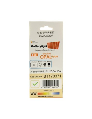 BOMBILLA ESTANDAR E27 - 820 LUM - 9W - 6000K
