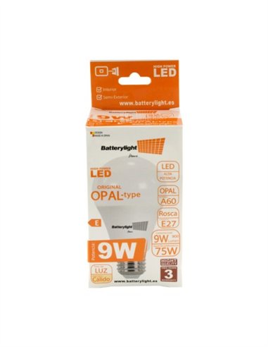 BOMBILLA ESTANDAR E27 - 820 LUM - 9W - 6000K