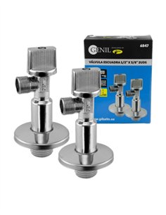 VÁLVULA ESCUADRA CUERPO EXTRA LARGO 2 UDS - 1/2" X 3/8"