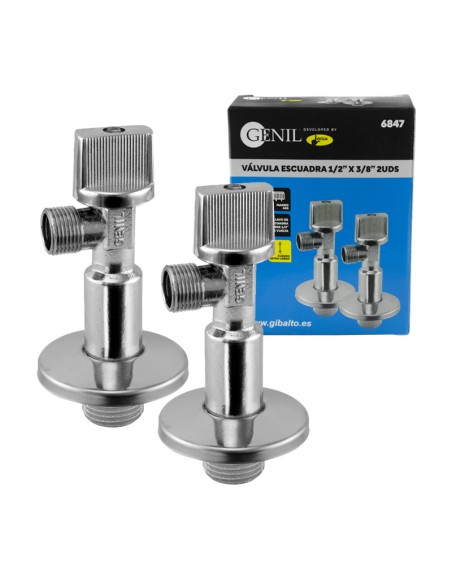 VÁLVULA ESCUADRA CUERPO EXTRA LARGO 2 UDS - 1/2" X 3/8"