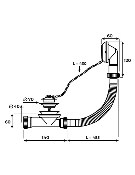 VÁLVULA BAÑERA S/HORIZONTAL EXTRAPLANA ORIENTABLE CON TUERCA