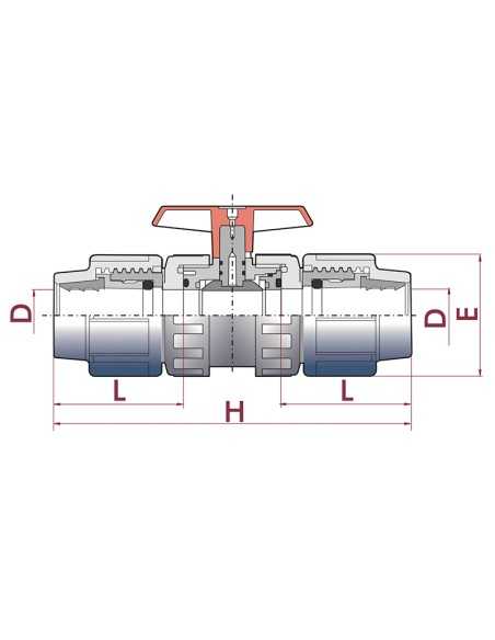 VÁLVULA PE-EPDM PARA PE(FITTING) X PE(FITTING) - 25X25MM