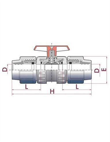 VÁLVULA PE-EPDM PARA PE(FITTING) X PE(FITTING) - 50X50MM