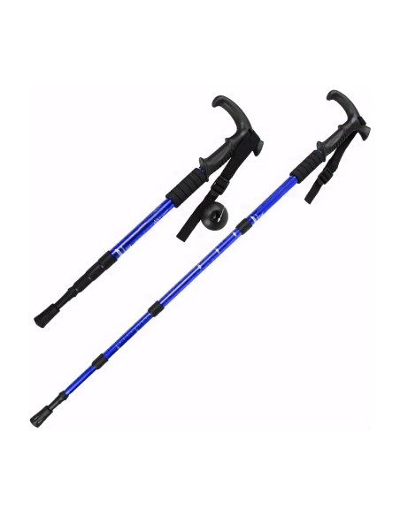 BASTON DE TREKKING 60-130CM MANGO CURVO - AZUL