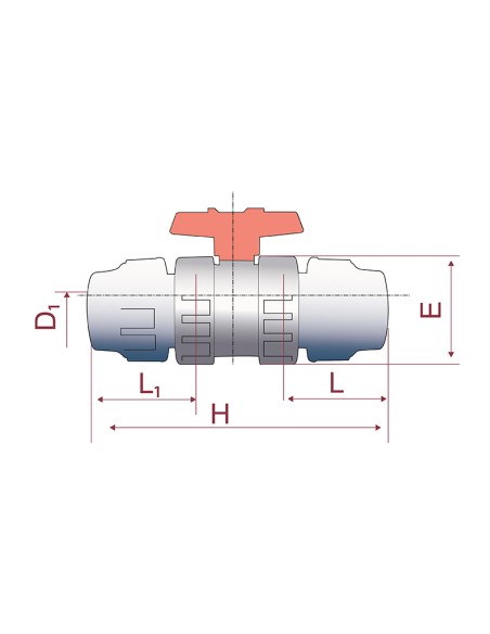 VÁLVULA CONEXIÓN PE(FITTING) X PE(FITTING) - 20MM