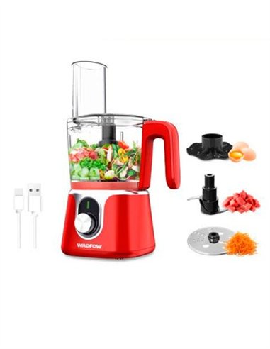 PROCESADOR ALIMENTOS INALAMBRICO 200W/1.25L WADFOW - ROJO