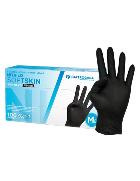 GUANTE S/POLVO NITRILO NEGRO CAJA 100 UDS - M