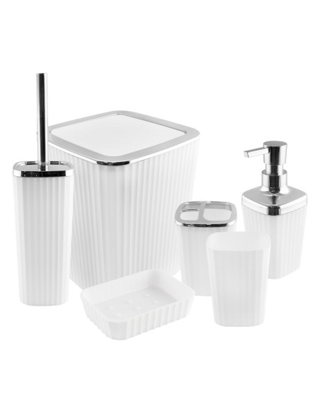 SET DE BAÑO 6 PZAS - BLANCO / CROMO