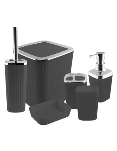 SET DE BAÑO 6 PZAS - NEGRO / CROMO